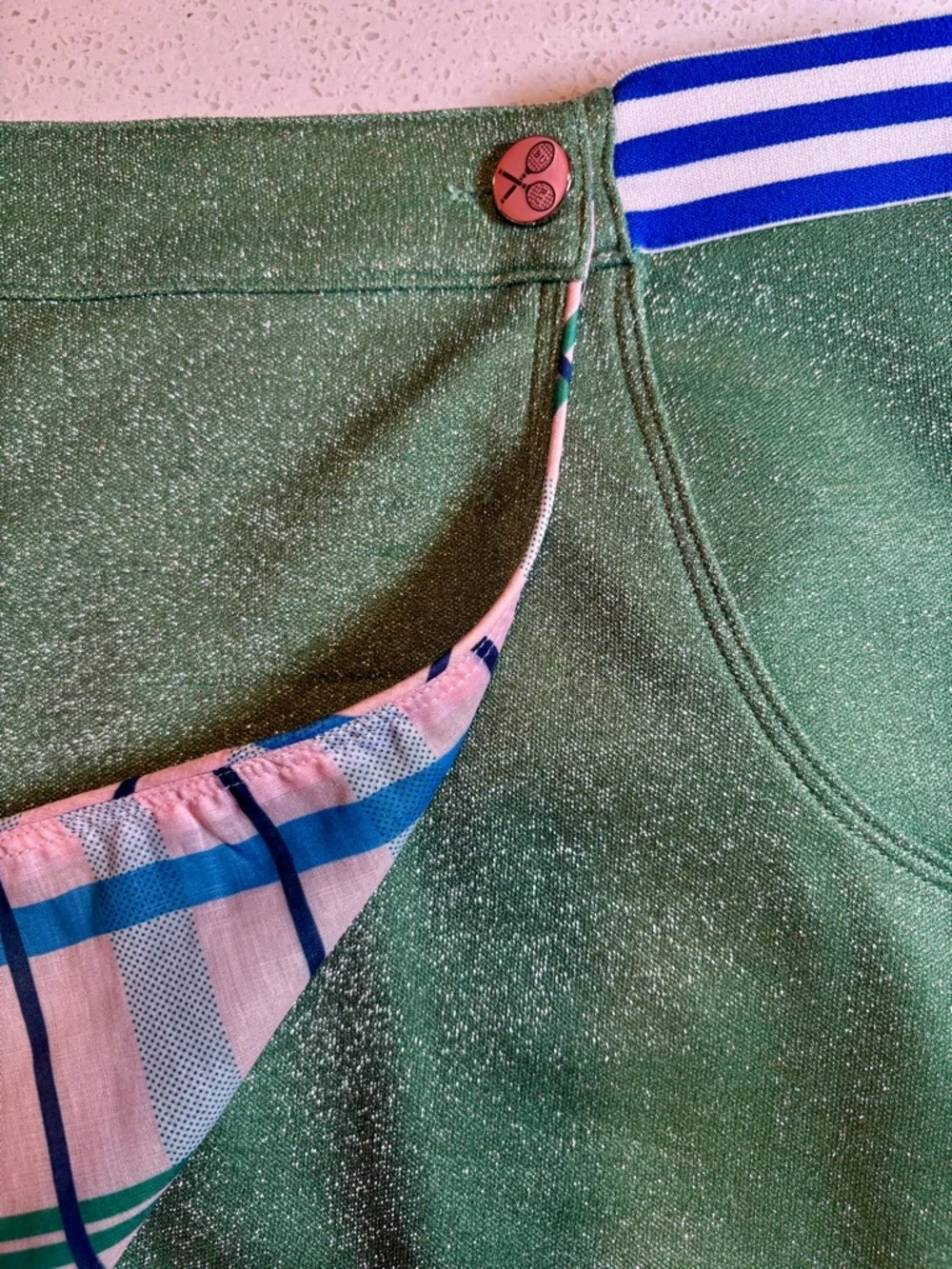 Buru Pink and Green Metallic Reversible Tennis Skirt Size Large - Picture 5 of 7